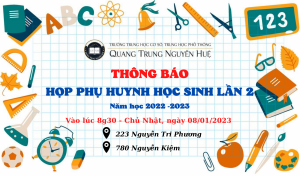 THÔNG BÁO HỌP PHỤ HUYNH HỌC SINH (LẦN 2)