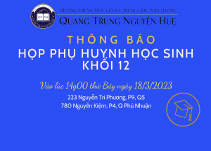 Thông báo họp Phụ huynh học sinh khối 12 năm học 2022 - 2023